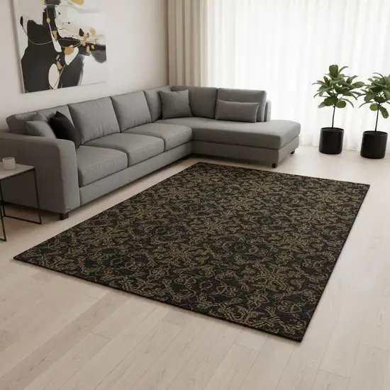Brown And Charcoal Medallion Washable Area Rug With UV Protection Photo 2