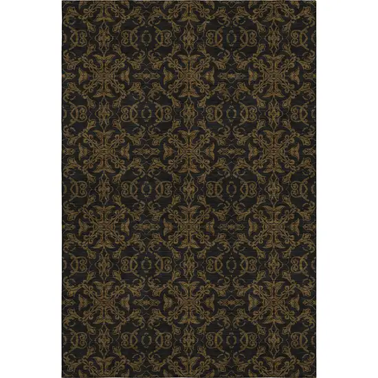 Brown And Charcoal Medallion Washable Area Rug With UV Protection Photo 1
