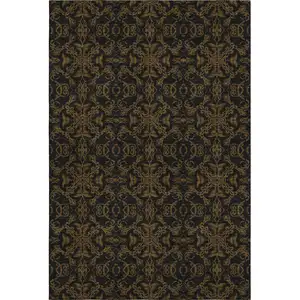Photo of Brown And Charcoal Medallion Washable Area Rug With UV Protection