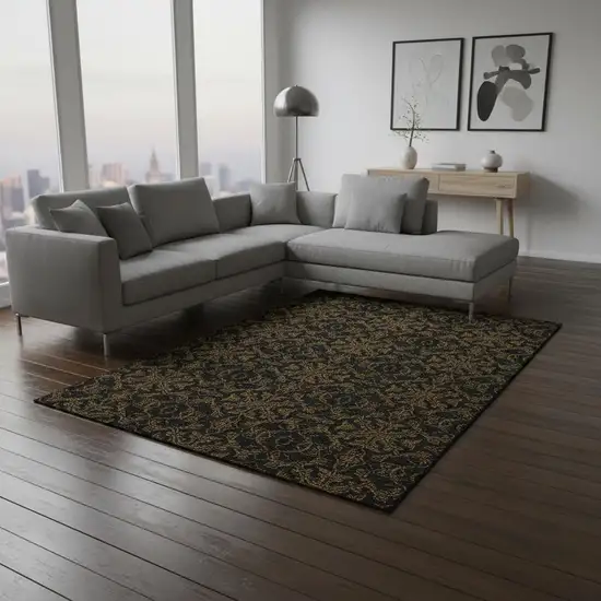 Brown And Charcoal Medallion Washable Area Rug With UV Protection Photo 2