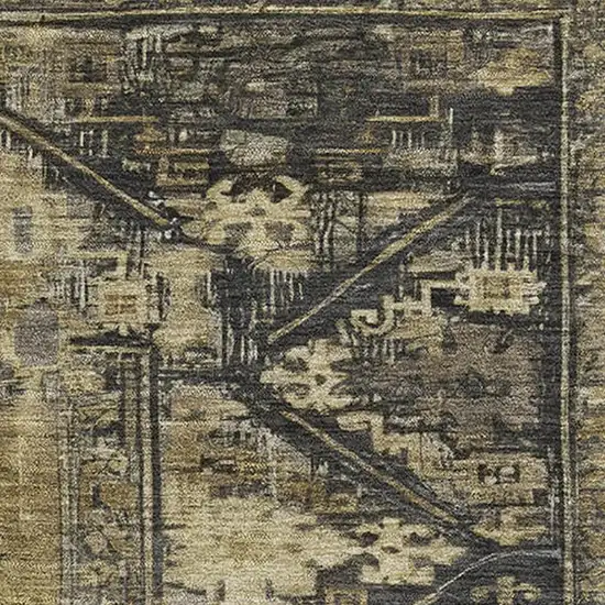 Brown And Charcoal Oriental Washable Area Rug With UV Protection Photo 2