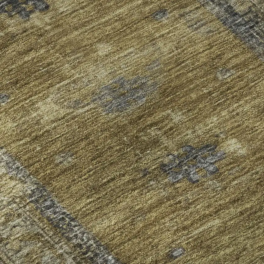 Brown And Charcoal Oriental Washable Area Rug With UV Protection Photo 9