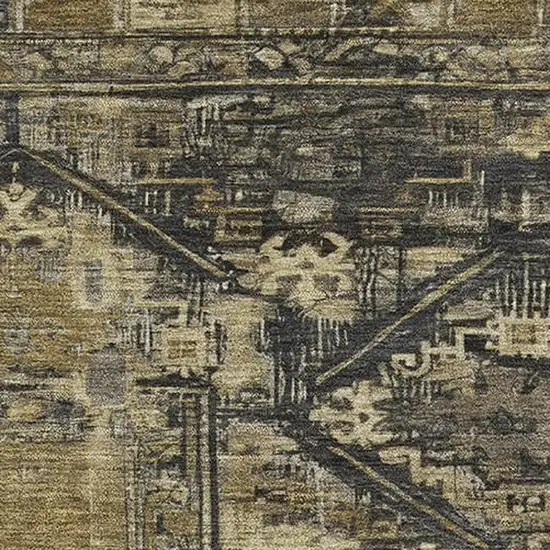 Brown And Charcoal Oriental Washable Area Rug With UV Protection Photo 3