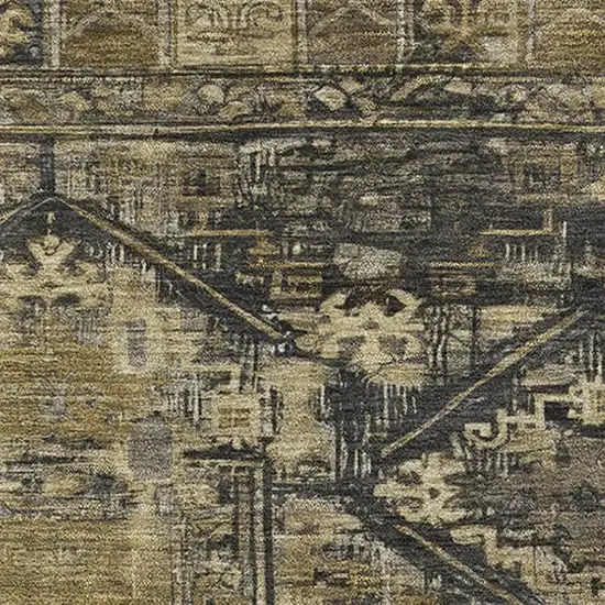 Brown And Charcoal Oriental Washable Area Rug With UV Protection Photo 2