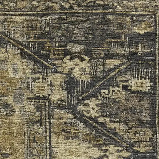 Brown And Charcoal Oriental Washable Area Rug With UV Protection Photo 2