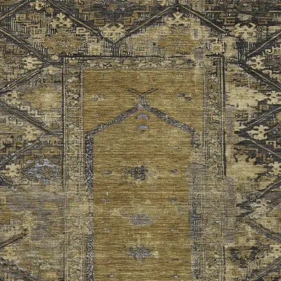 Brown And Charcoal Oriental Washable Indoor Outdoor Area Rug Photo 4