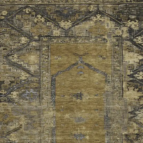 Brown And Charcoal Oriental Washable Indoor Outdoor Area Rug Photo 4