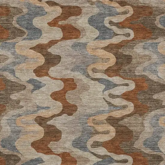 Brown And Chocolate Abstract Washable Indoor Outdoor Area Rug Photo 2