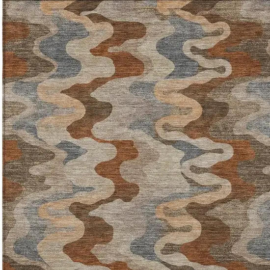 Brown And Chocolate Abstract Washable Indoor Outdoor Area Rug Photo 2