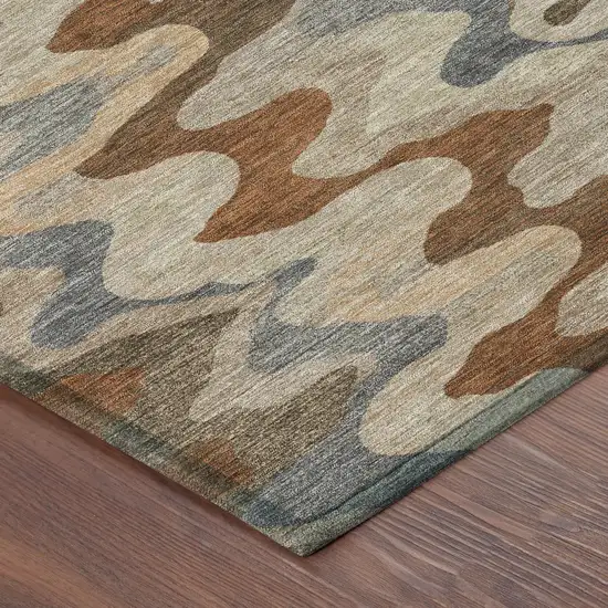 Brown And Chocolate Abstract Washable Indoor Outdoor Area Rug Photo 8