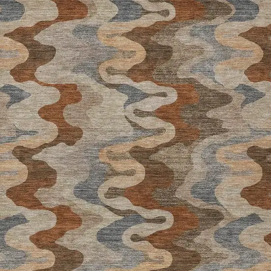 Brown And Chocolate Abstract Washable Indoor Outdoor Area Rug Photo 2