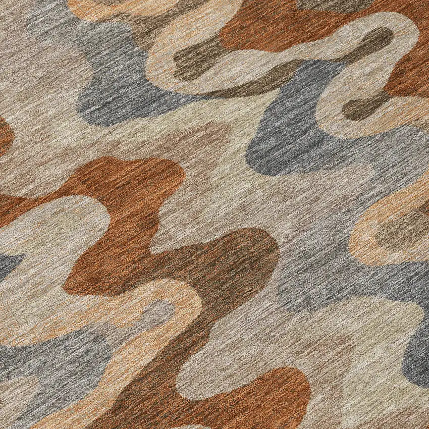 Brown And Chocolate Abstract Washable Indoor Outdoor Area Rug Photo 9