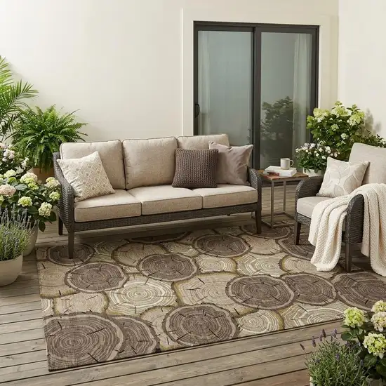 Brown And Chocolate Faux Bois Washable Indoor Outdoor Area Rug Photo 1