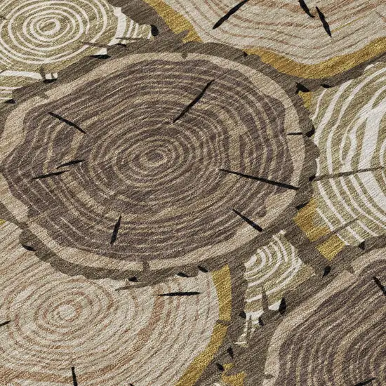 Brown And Chocolate Faux Bois Washable Indoor Outdoor Area Rug Photo 4