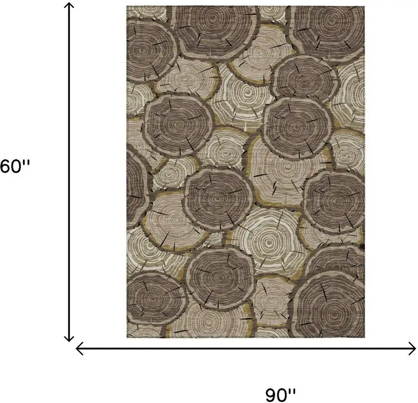 Brown And Chocolate Faux Bois Washable Indoor Outdoor Area Rug Photo 5