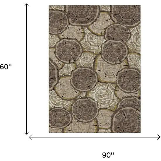 Brown And Chocolate Faux Bois Washable Indoor Outdoor Area Rug Photo 5