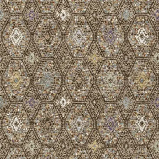 Brown And Chocolate Geometric Washable Indoor Outdoor Area Rug Photo 2
