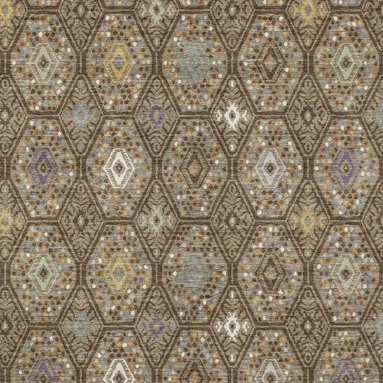 Brown And Chocolate Geometric Washable Indoor Outdoor Area Rug Photo 2
