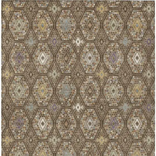 Brown And Chocolate Geometric Washable Indoor Outdoor Area Rug Photo 3