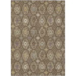 Photo of Brown And Chocolate Geometric Washable Indoor Outdoor Area Rug
