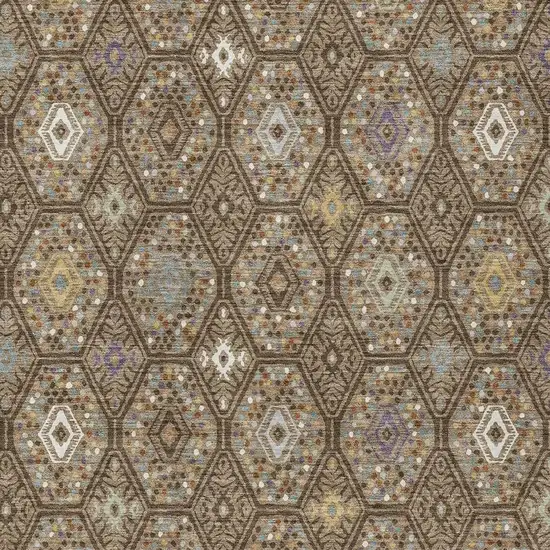 Brown And Chocolate Geometric Washable Indoor Outdoor Area Rug Photo 2