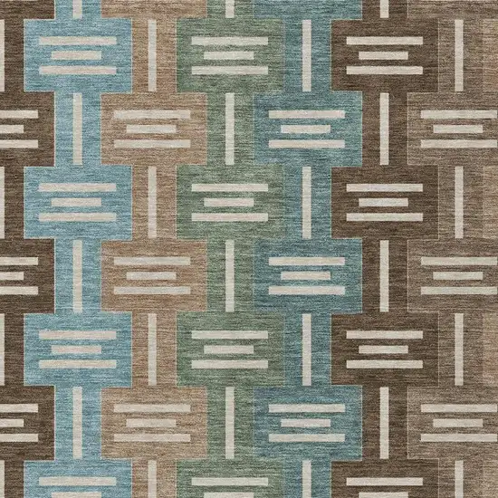 Brown And Chocolate Geometric Washable Indoor Outdoor Area Rug Photo 3