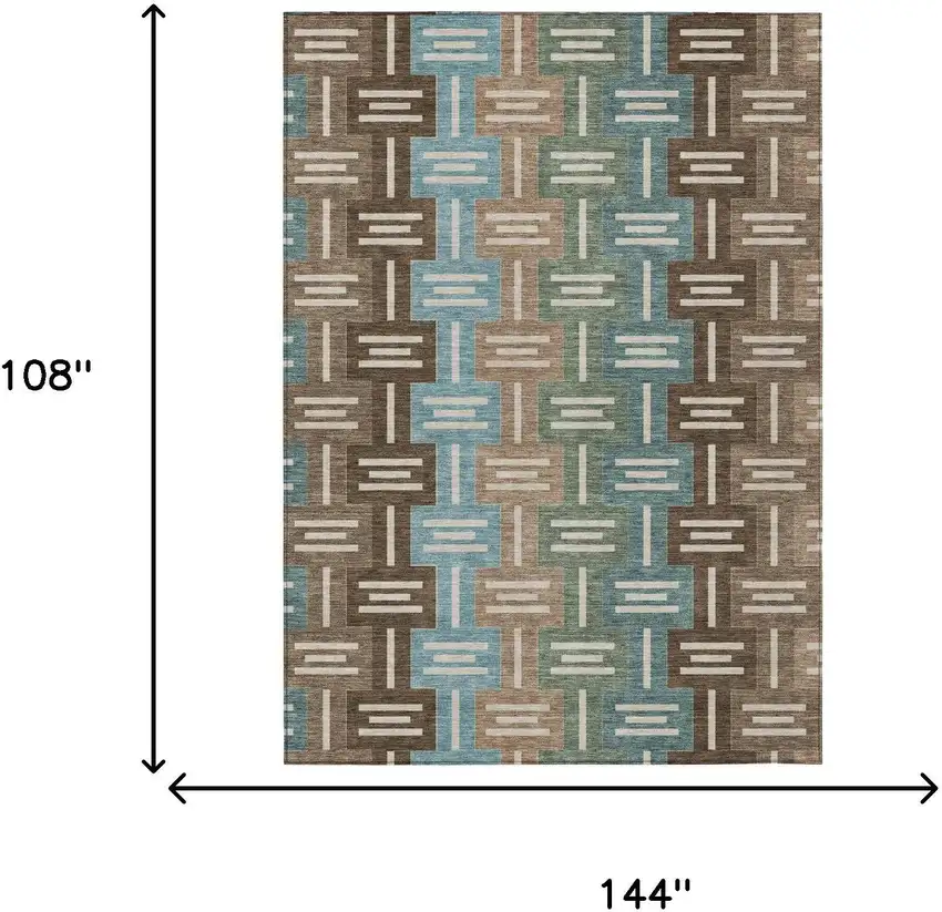 Brown And Chocolate Geometric Washable Indoor Outdoor Area Rug Photo 7