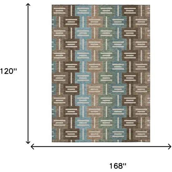 Brown And Chocolate Geometric Washable Indoor Outdoor Area Rug Photo 7