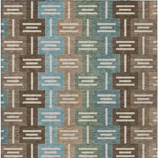 Brown And Chocolate Geometric Washable Indoor Outdoor Area Rug Photo 4