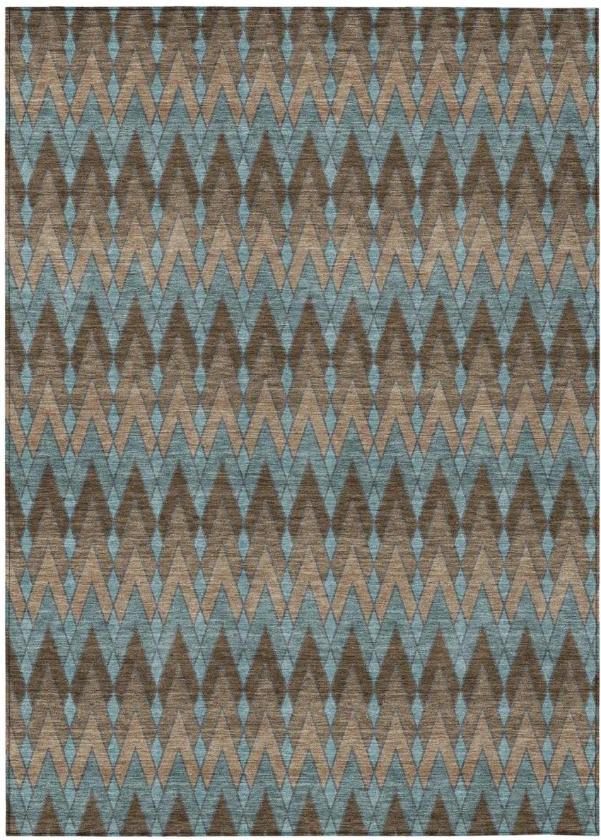 Brown And Chocolate Geometric Washable Indoor Outdoor Area Rug Photo 2