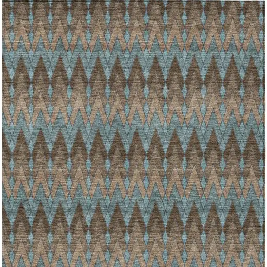 Brown And Chocolate Geometric Washable Indoor Outdoor Area Rug Photo 4