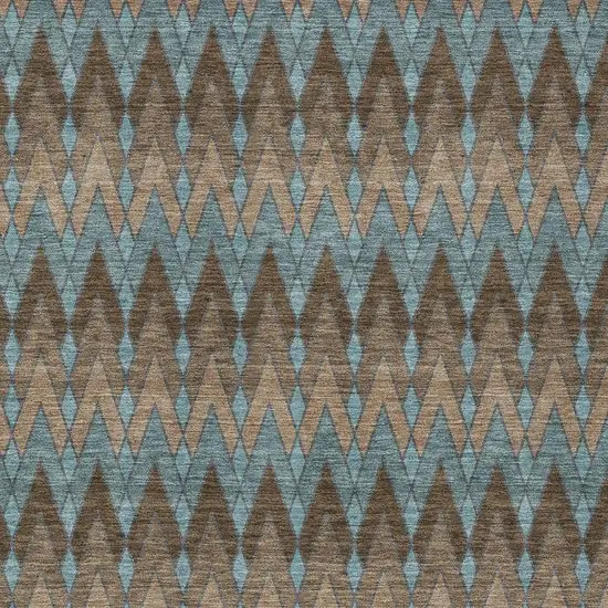 Brown And Chocolate Geometric Washable Indoor Outdoor Area Rug Photo 3