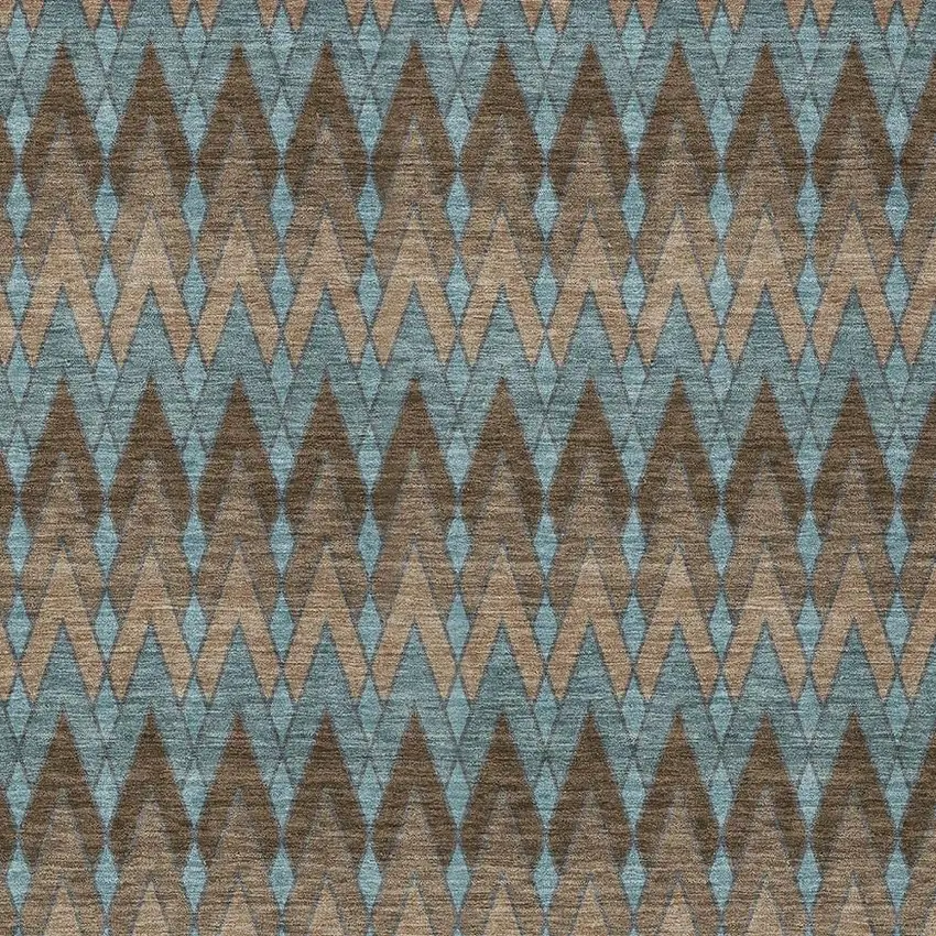 Brown And Chocolate Geometric Washable Indoor Outdoor Area Rug Photo 3