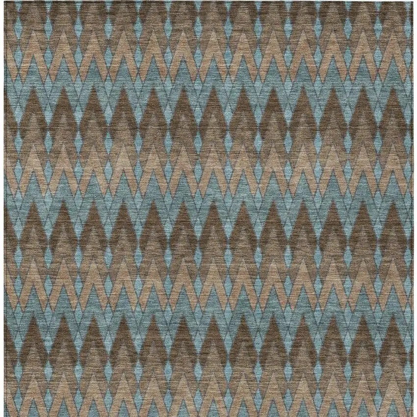 Brown And Chocolate Geometric Washable Indoor Outdoor Area Rug Photo 4