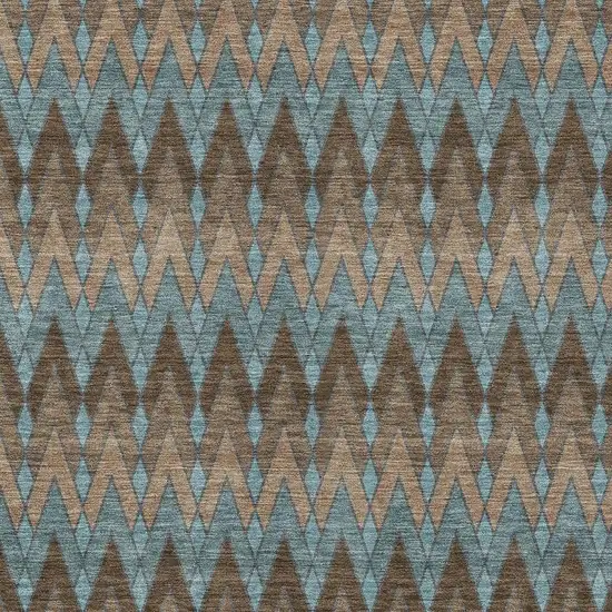 Brown And Chocolate Geometric Washable Indoor Outdoor Area Rug Photo 3