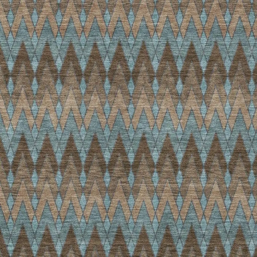 Brown And Chocolate Geometric Washable Indoor Outdoor Area Rug Photo 3