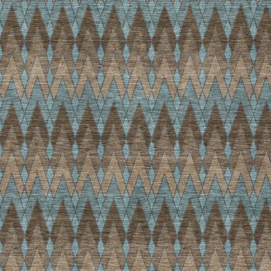 Brown And Chocolate Geometric Washable Indoor Outdoor Area Rug Photo 3