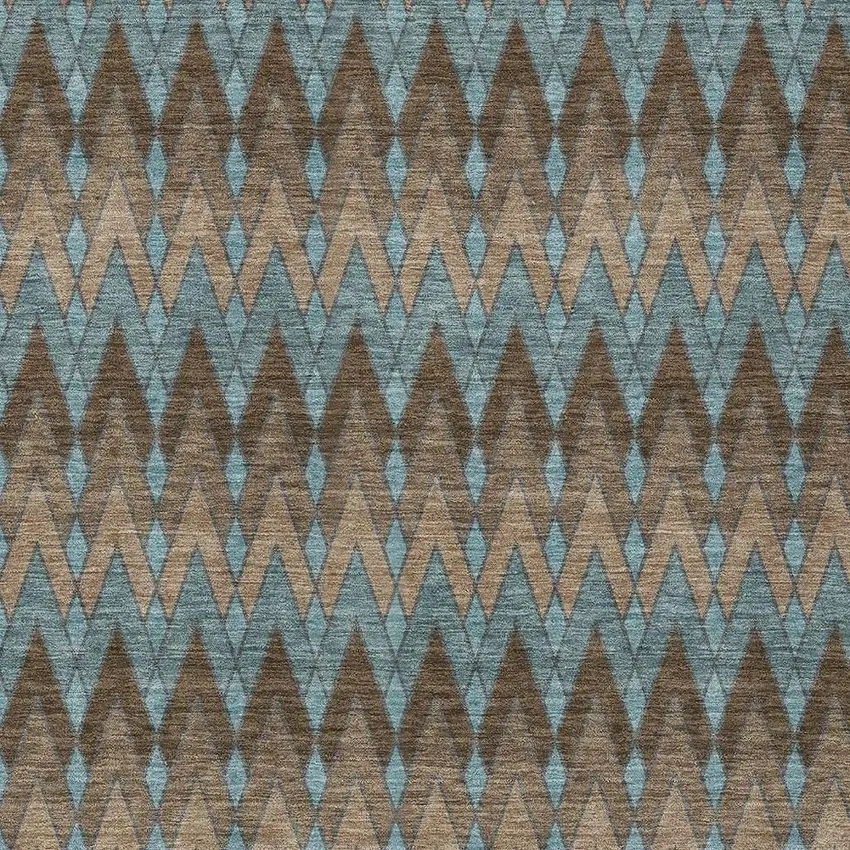 Brown And Chocolate Geometric Washable Indoor Outdoor Area Rug Photo 3
