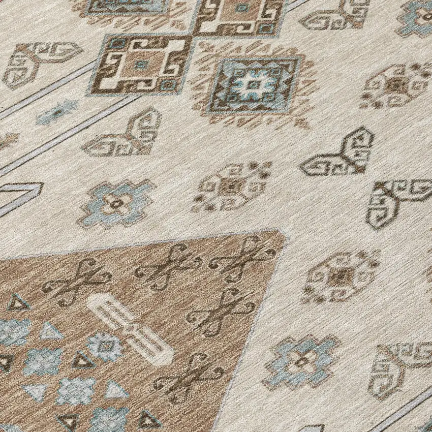 Brown And Chocolate Geometric Washable Indoor Outdoor Area Rug Photo 5