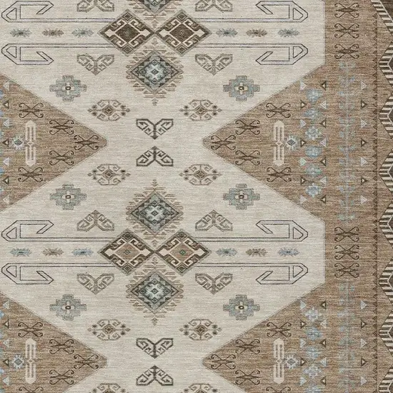 Brown And Chocolate Geometric Washable Indoor Outdoor Area Rug Photo 3