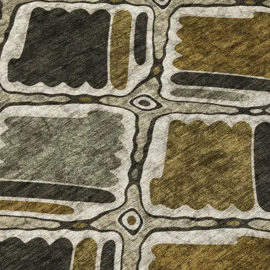 Brown And Chocolate Geometric Washable Indoor Outdoor Area Rug Photo 4