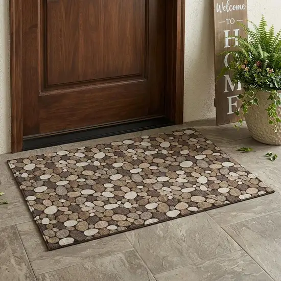 Brown And Chocolate Geometric Washable Indoor Outdoor Area Rug Photo 1