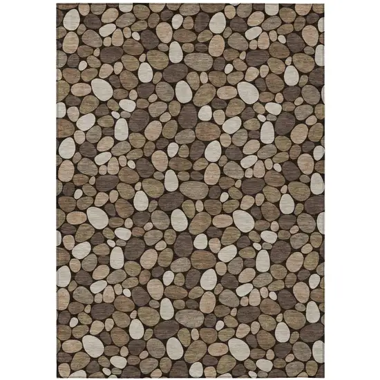 Brown And Chocolate Geometric Washable Indoor Outdoor Area Rug Photo 2