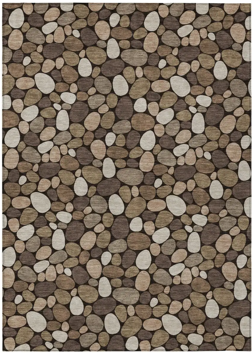 Brown And Chocolate Geometric Washable Indoor Outdoor Area Rug Photo 2