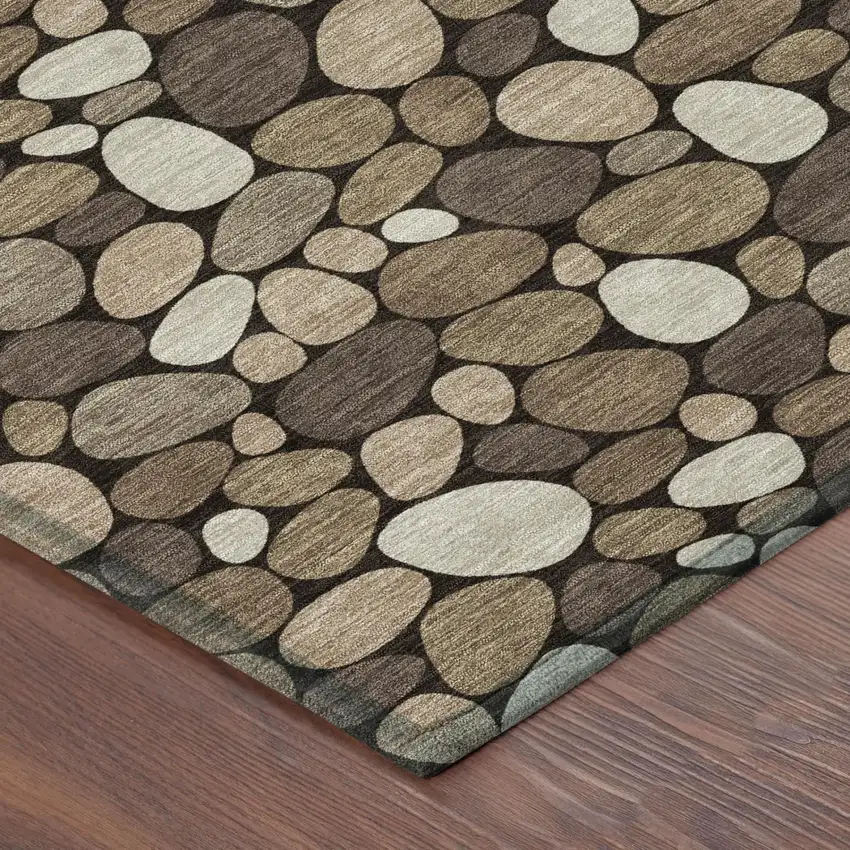 Brown And Chocolate Geometric Washable Indoor Outdoor Area Rug Photo 3