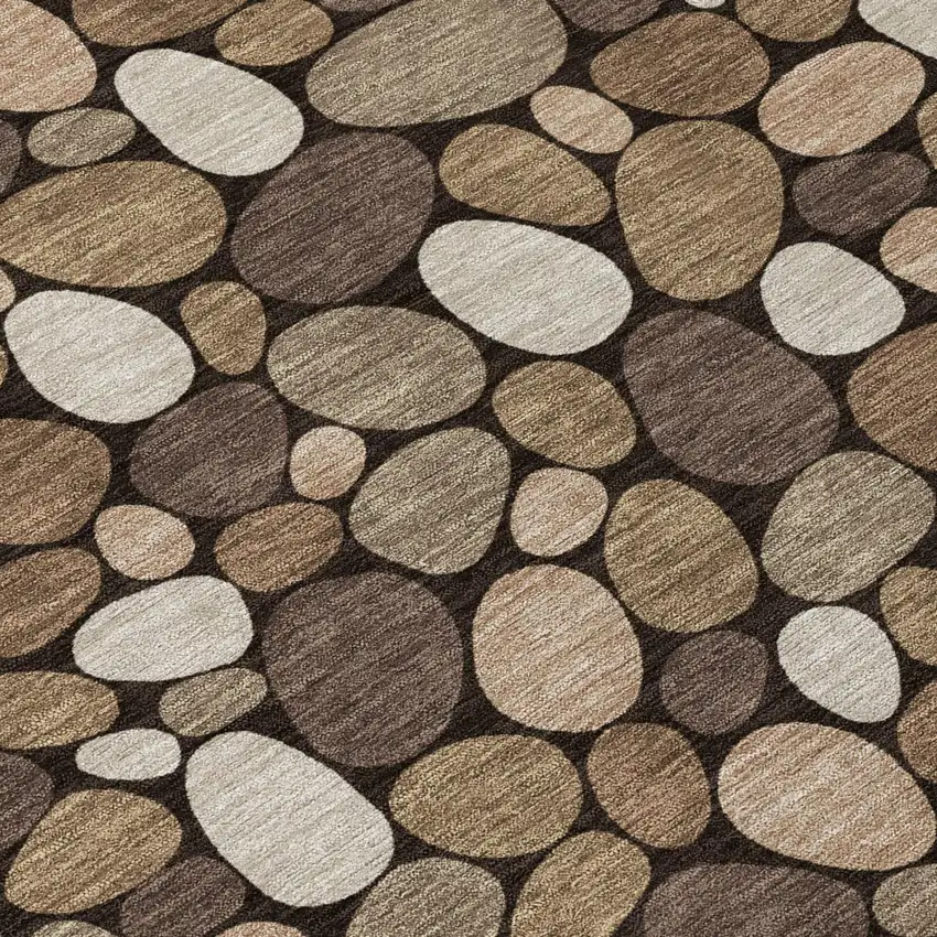 Brown And Chocolate Geometric Washable Indoor Outdoor Area Rug Photo 4