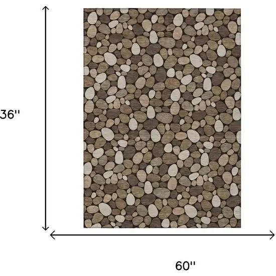 Brown And Chocolate Geometric Washable Indoor Outdoor Area Rug Photo 5