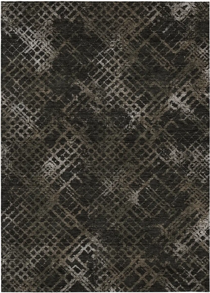 Brown And Chocolate Geometric Washable Indoor Outdoor Area Rug Photo 2