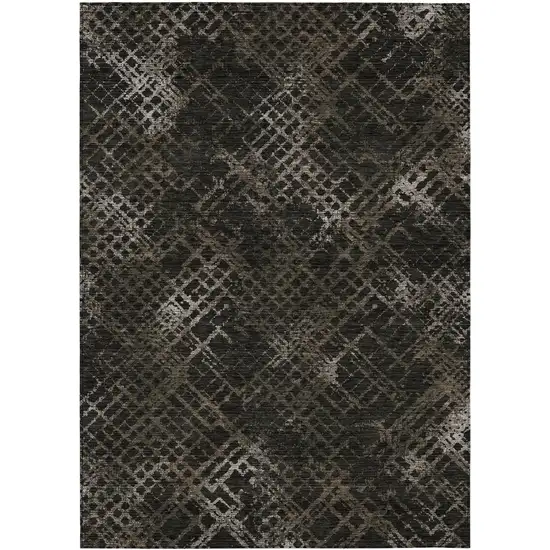 Brown And Chocolate Geometric Washable Indoor Outdoor Area Rug Photo 2