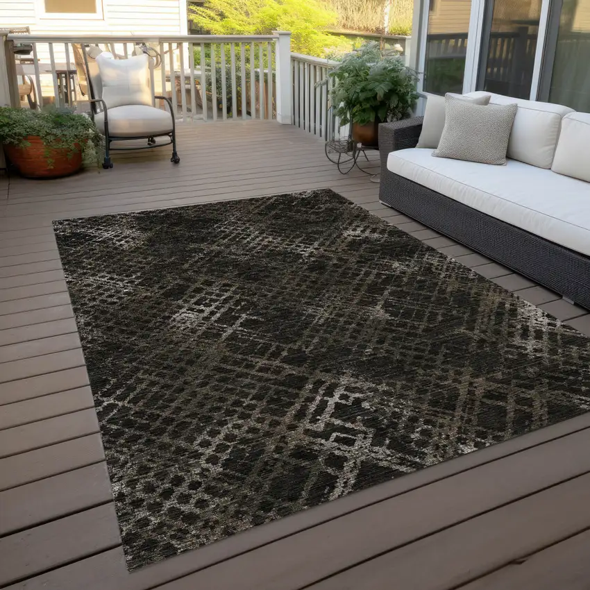 Brown And Chocolate Geometric Washable Indoor Outdoor Area Rug Photo 9